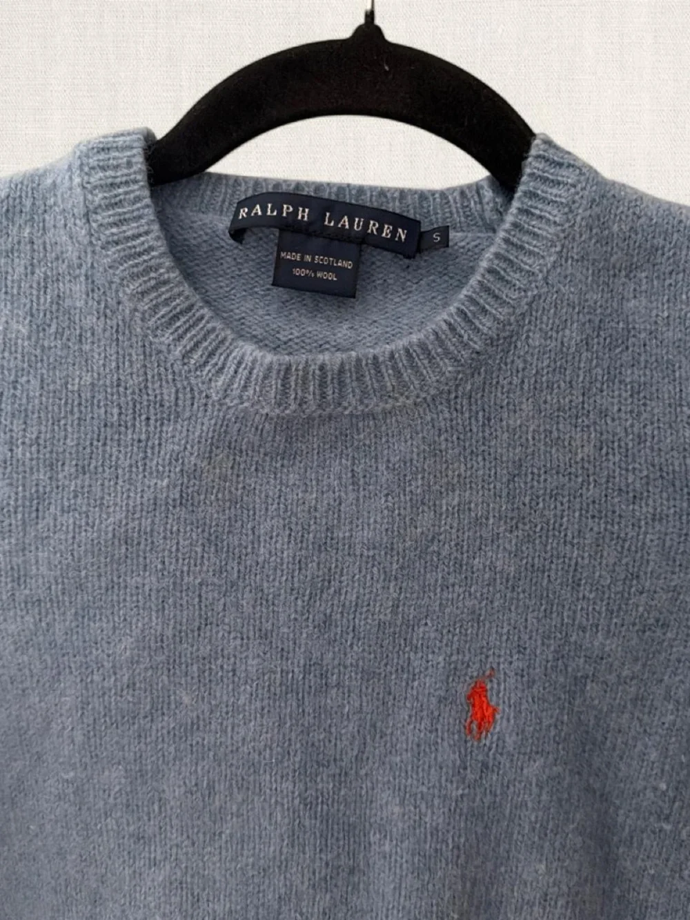 Ralph Lauren Blue Crewneck Sweater with Orange Pony Logo